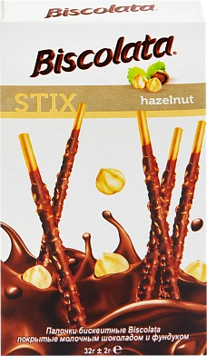 Палочки бисквит Biscolata Stix Hazelnut